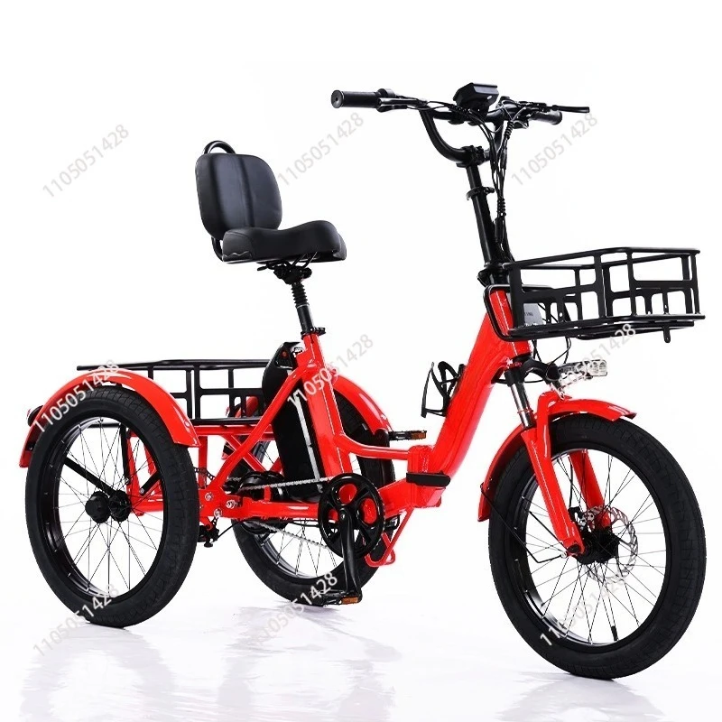 Foldable Electric Tricycle Vehicle For Woman Fatbike Electric Trike Bicycle 3 Wheels With Cargo Basket Removable Battery