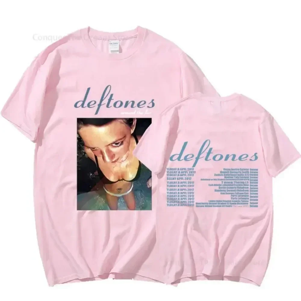 New Deftones Around The Fur Tour Band Concert Print Męska koszulka i damska Punk Vintage Oversize Tee Summer Cotton Top Clothing