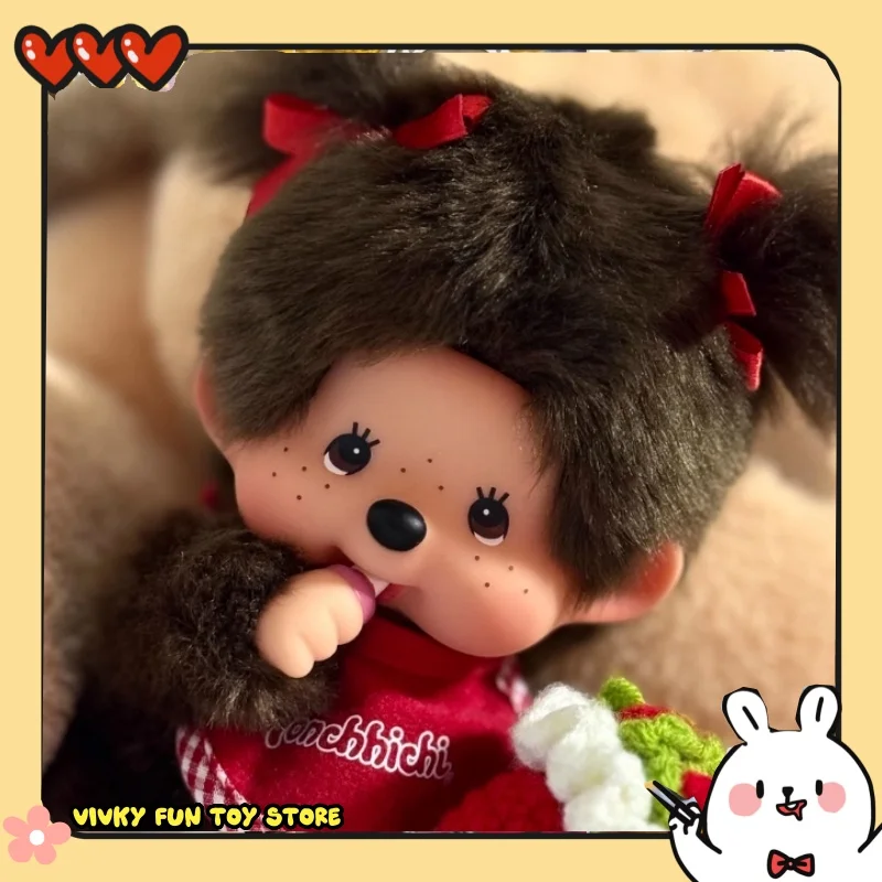 جديد الأصلي 18 سنتيمتر Monchhichi قلادة Kawaii دمية الإبهام مص لعبة كيرينغ قلادة مفتاح صغير سلسلة هدية لعبة #5