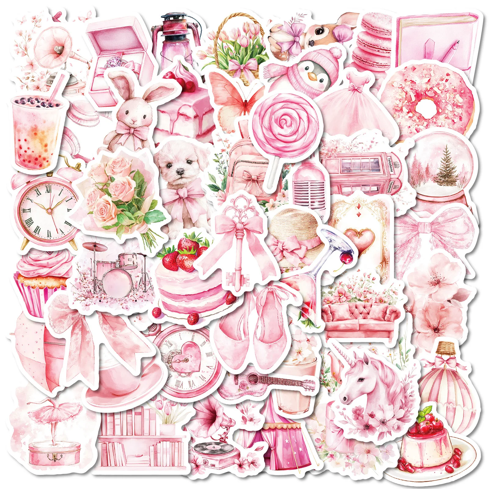 

10/50PCS Pink Aesthetic Graffiti Stickers INS Style Cartoon Creative Decals Toys for Water Cup Luggage Laptop Scrapbook Guitar