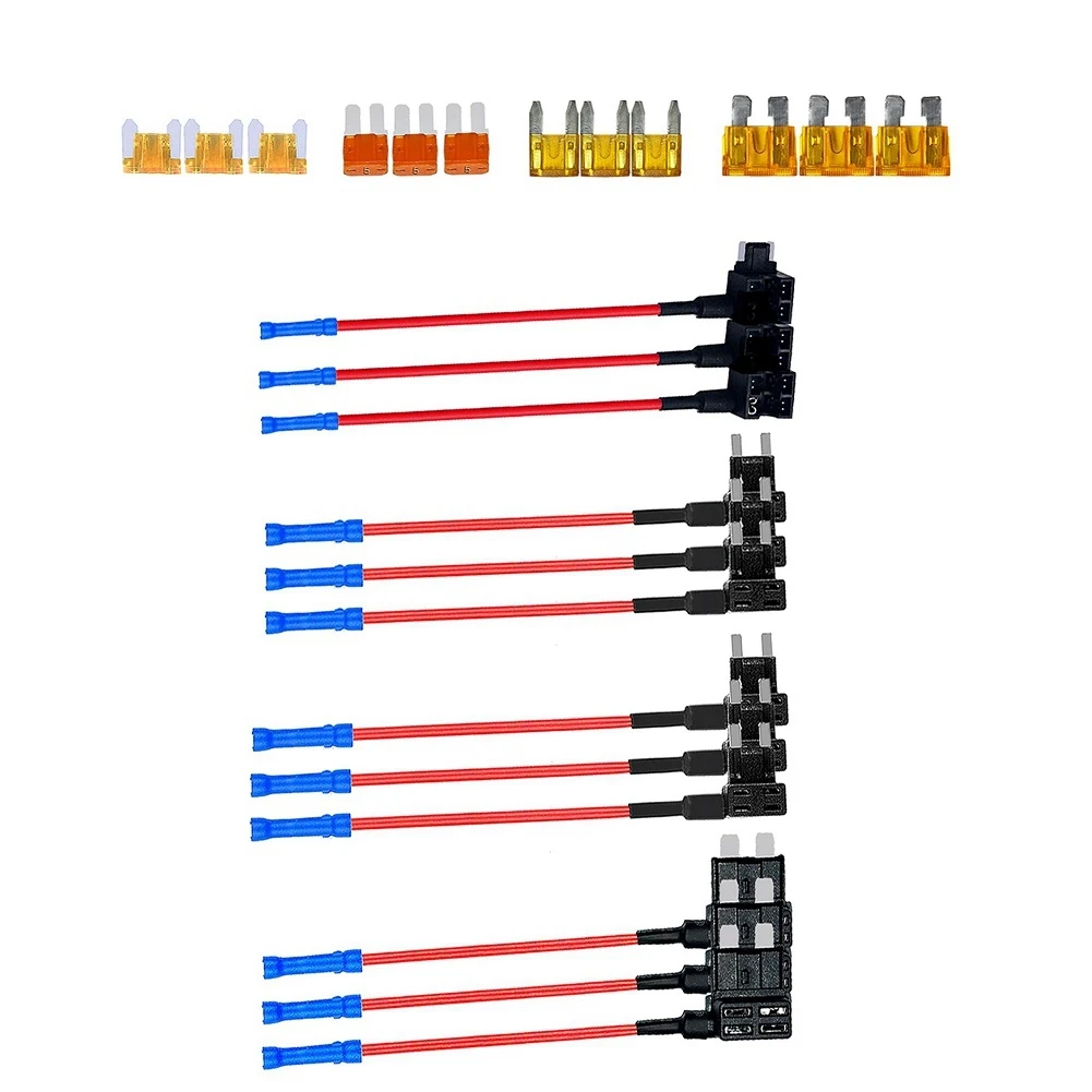 4 Types 12V Add-A-Circuit Adapter En Zekering Kit, Zekering Kraan Zekering Houder Met Micro2 Mini Atc Ats Low Profile Tap Dapter