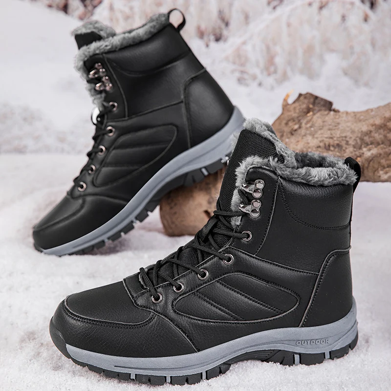 Winter Snow Boots For Man Sneakers Fast Shipping Outdoor Hiking Boots PU Leather Warm  Men Shoes Climbing Casual Shoes Size39-48