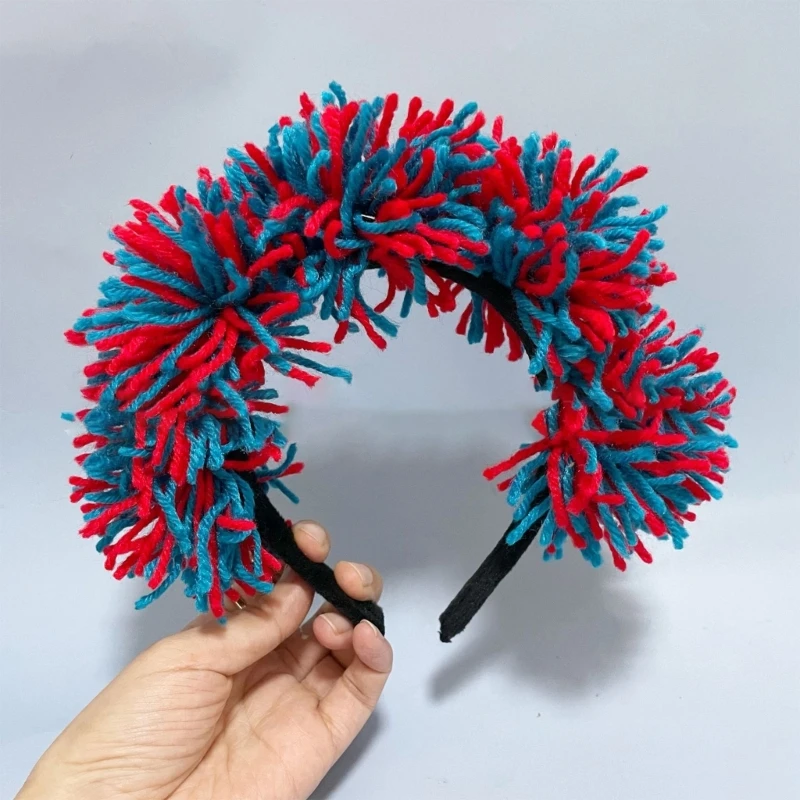 Patriotic Parades Headband for Adult Kids Three Color Pompoms Hairhoop Music Festival Props Hairhoop Cosplay Drop Shipping image 2