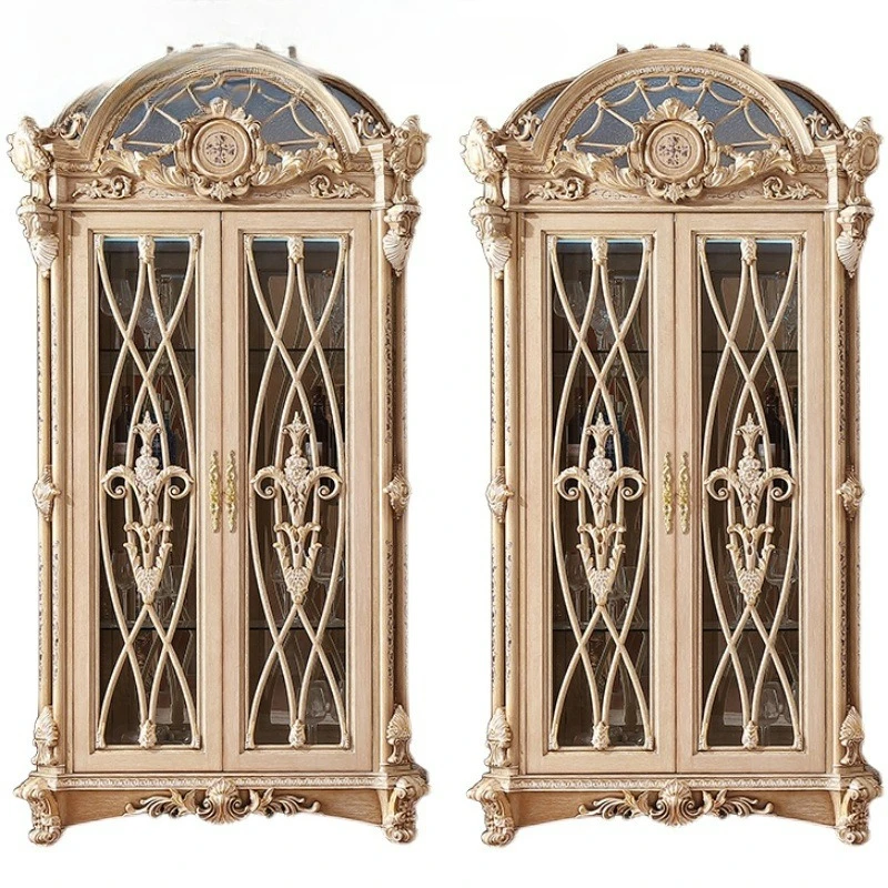 

Italian European court wine cabinet glass double door