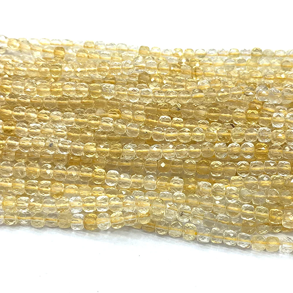 Natural Citrine Faceted Irregular Cube Small Beads For Jewelry Making 06828