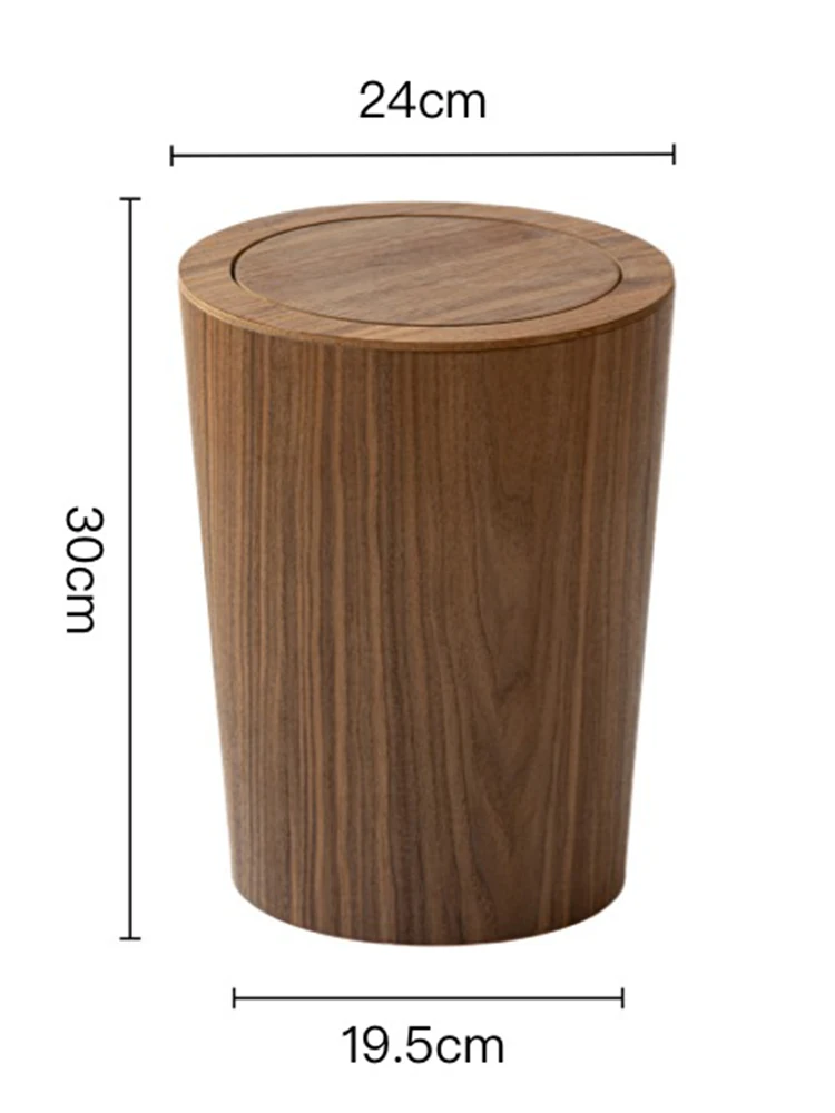 Wooden Wastebasket Minimalist Trash Bin Creative Garbage Bin Nordic Waste Storage Living Room Bedroom with Lid Flip Paper Basket