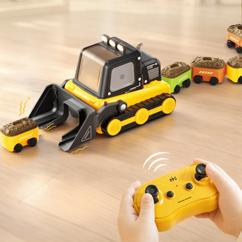 Remote Control Car  2.4G RC Bulldozer Construction Vehicle Magnetic Car Chain Racing Interactive Party Toys For Boy Adult Gift