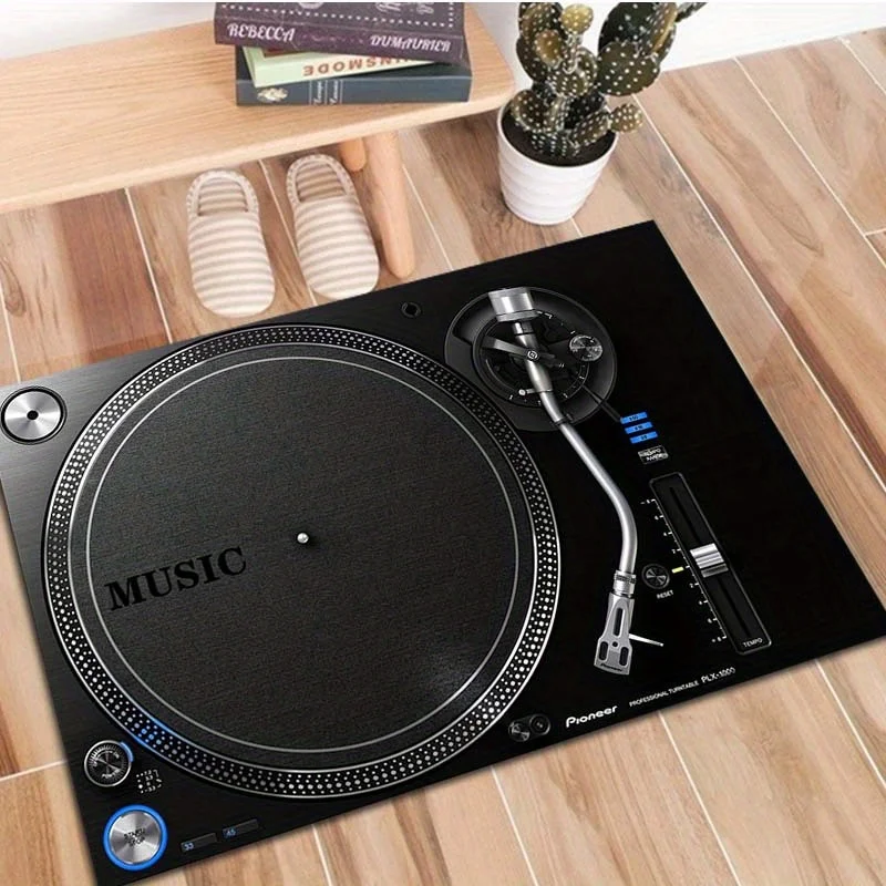 Music Turntable Design Non-Slip Soft Rug Pad - Washable & Durable for Living Room & Kitchen