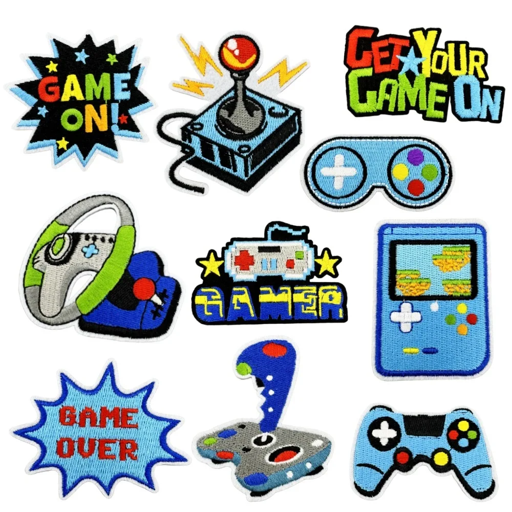 Iron on Cartoon Cloth Stickers Accessories Game Console Embroidery Badge Personalized Game Controller Clothing Accessories