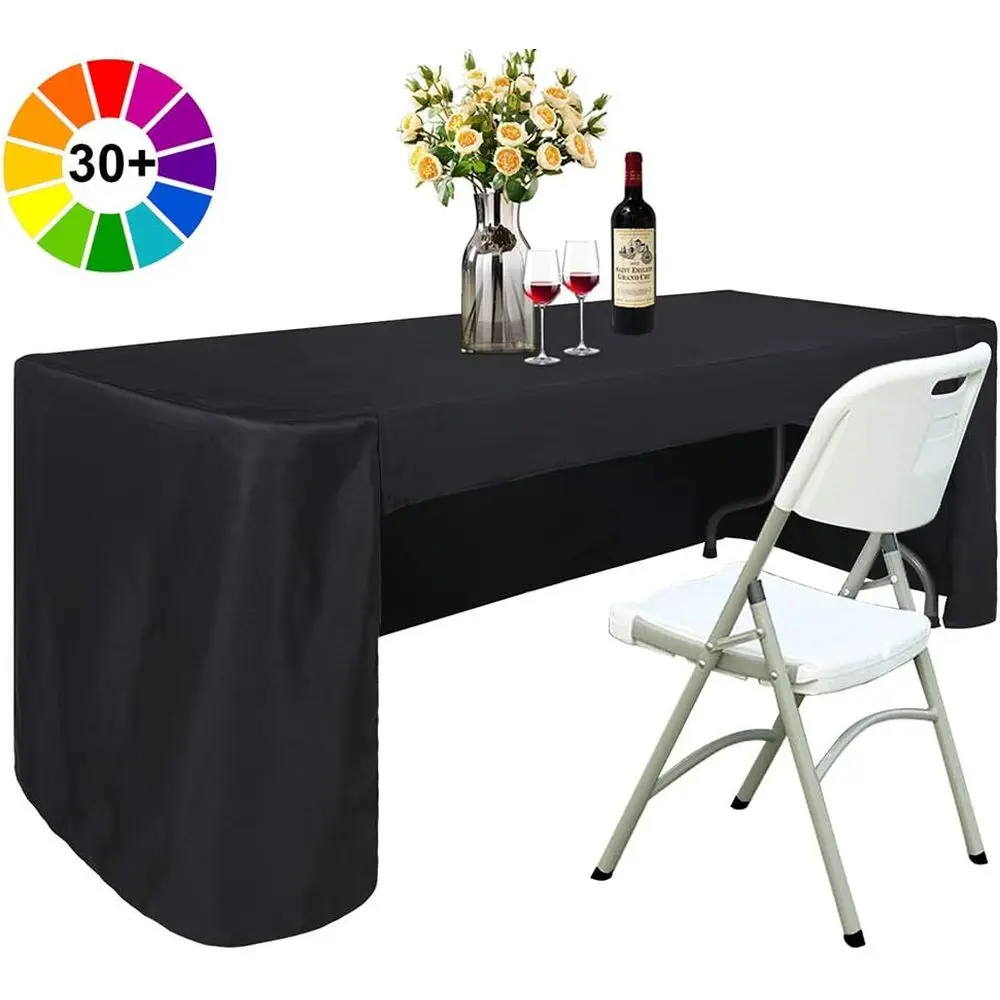 

Black Washable Polyester Tablecloth for Banquets, Weddings, and Formal Dinners
