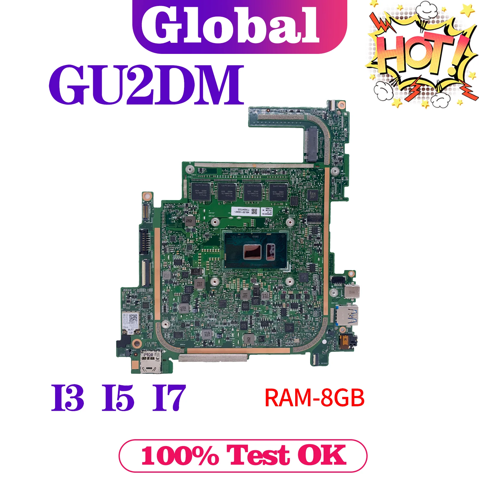 

KEFU GU2DM_MB I3-7100U I5-7200U I7-7500U 8GB/RAM Laptop Motherboard For ACER Aspire Switch 5 SW512-52 N17PS Notebook Mainboard