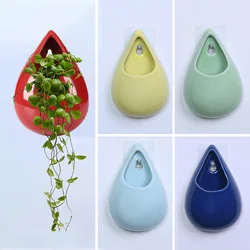 Nordic Style Ceramic Vase Wall Mounted Green Plant Hydroponic Flowerpot Hanging Creative Flowers Arrangement Planter Decoration