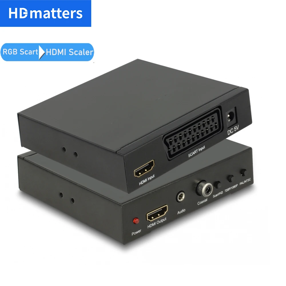 Scart to HDMI cable RGB Scart to HDMI 1080P converter Scaler with Digital audio 2-in-1 HDMI+Scart RGB to HDMI AV converter