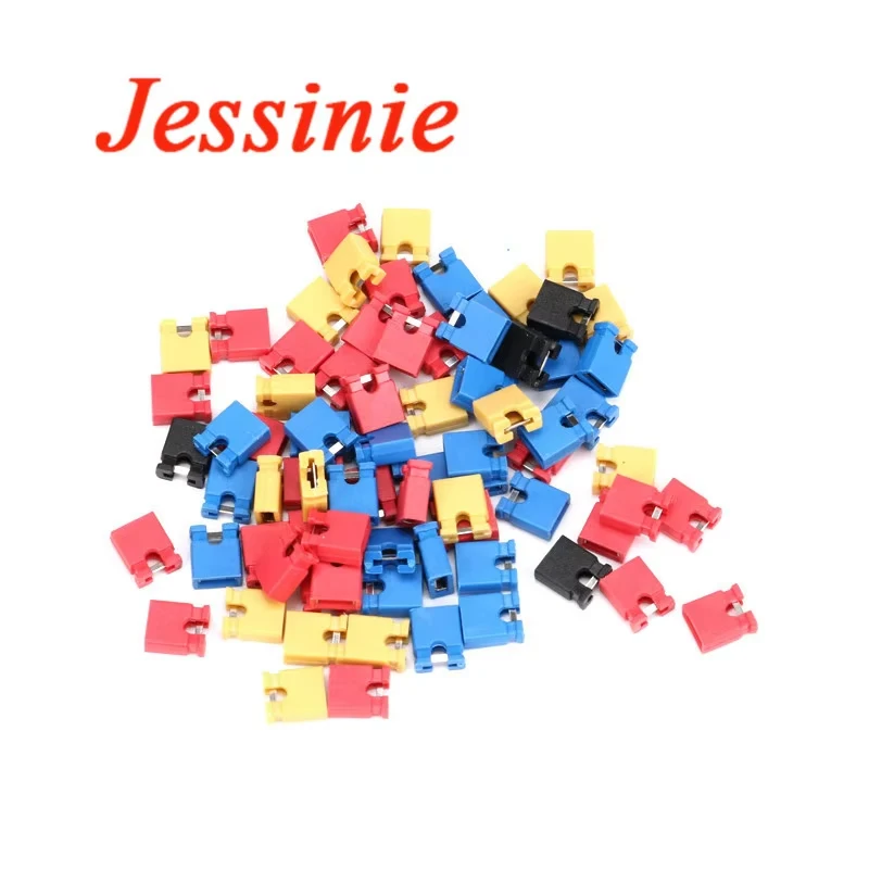 100Pcs/lot Pitch 2.54mm Pin Header Jumper Shorted Cap & Headers & Wire Housings Connector Black Yellow Red Blue For Arduino