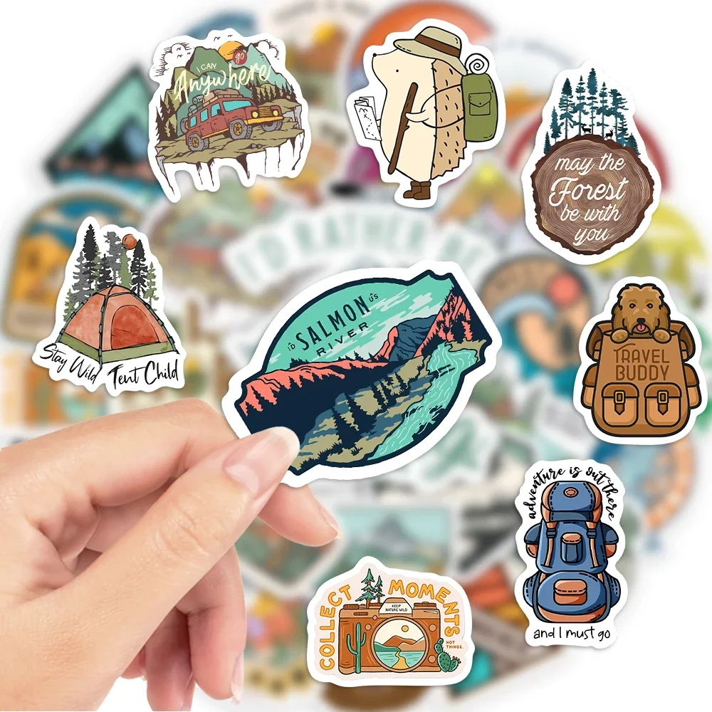 Outdoor Hiking Camping Stickers Forests Mountains DIY Toy Decorative Graffiti Decal for Phone Luggage Laptop Bottles Waterproof