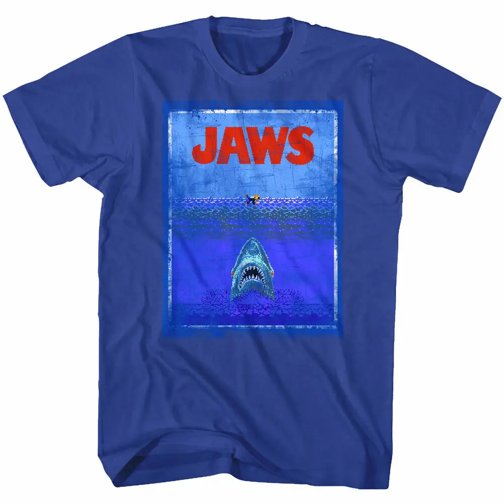 Jaws Shark 8Bit Terror Men'S T Shirt Vintage Movie Video Game Merch Swim Attack