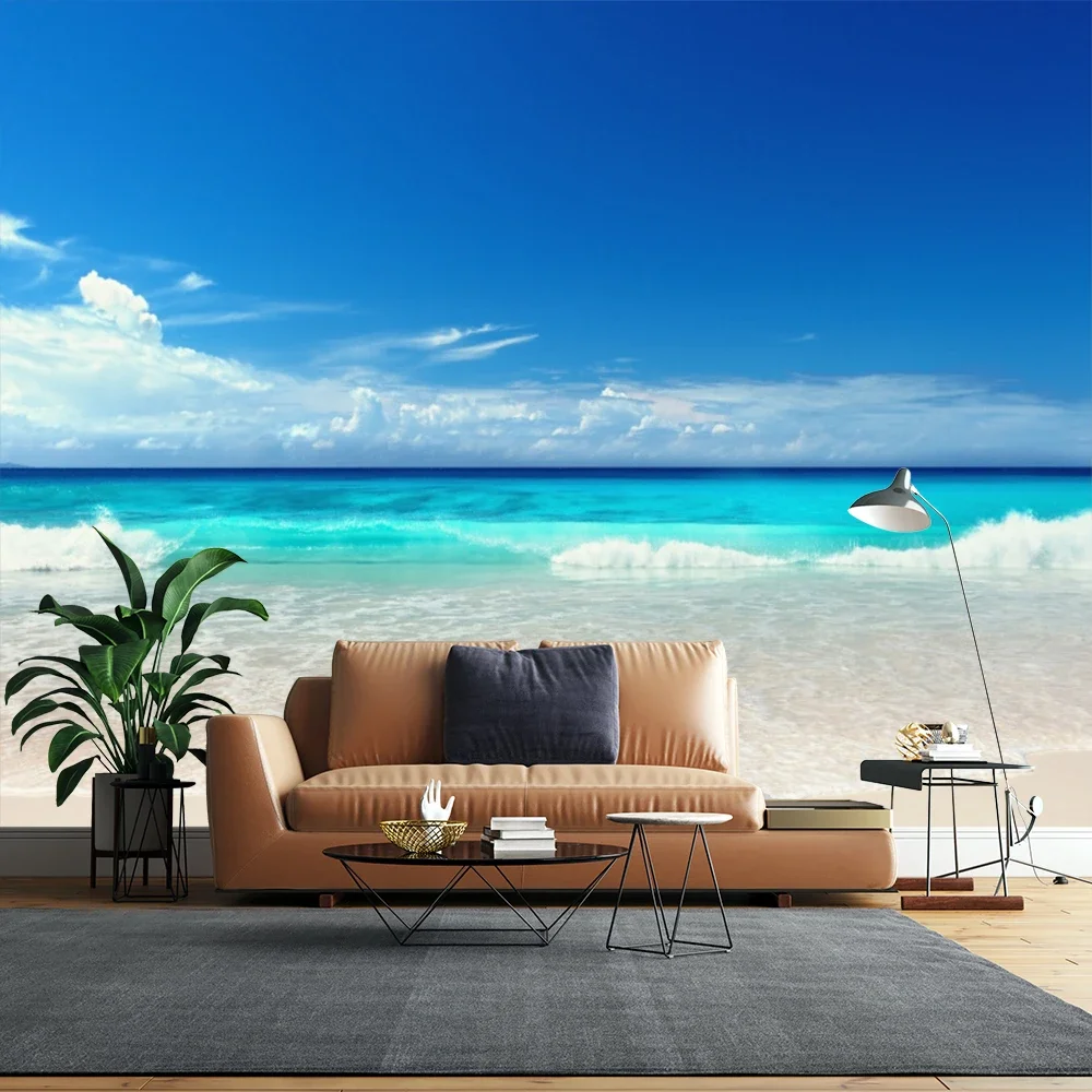custom wall papers home decor Beach seaside Large Wall Painting wallpapers Living Room Bedroom Background 3D art Mural wallpaper