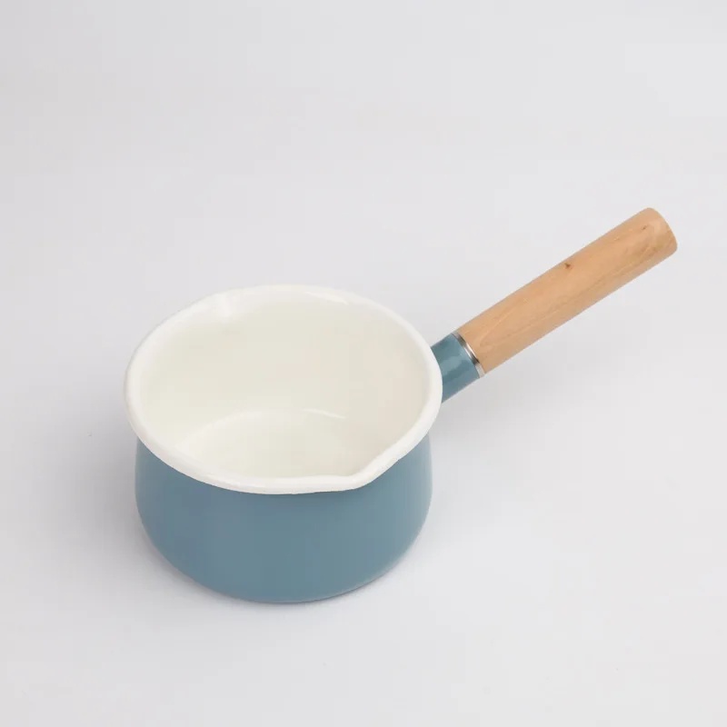 

New Fashion Japanese Enamel Milk Pot Thickened Enamel Small Pot Single Handle Pot Breakfast Pot Instant Noodle Pot Pancake Pan