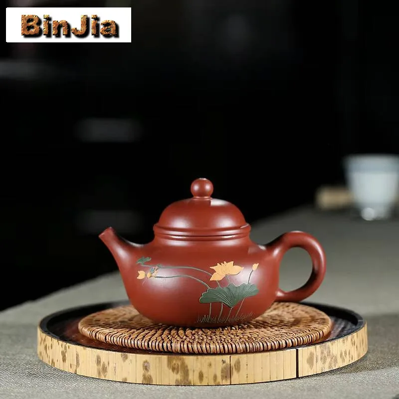 

300 мл подлинные фиолетовые глиняные чайники Исин, знаменитый мастер, горшок с лотосом ручной работы, сырая руда, грязевой чайник Дахунпао, китайский чайный сервиз Цзыша