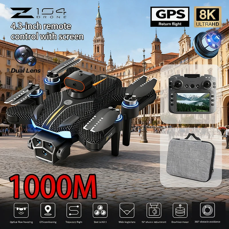 Nieuwe Mini Z104 GPS-positionering Drone Cam 8K HD Luchtfotografie Dubbele camera Borstels Quadrotor Obstakel vermijden Antenne RC UAV