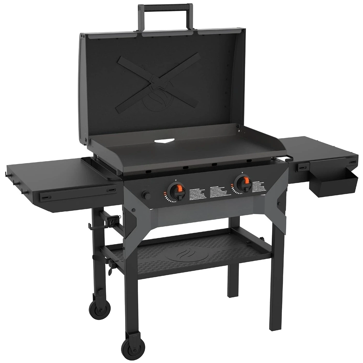 new 2311 Iron Forged 28” Omnivore Griddle with X-Braced Hood, Powder Coated Steel, Black, Customized