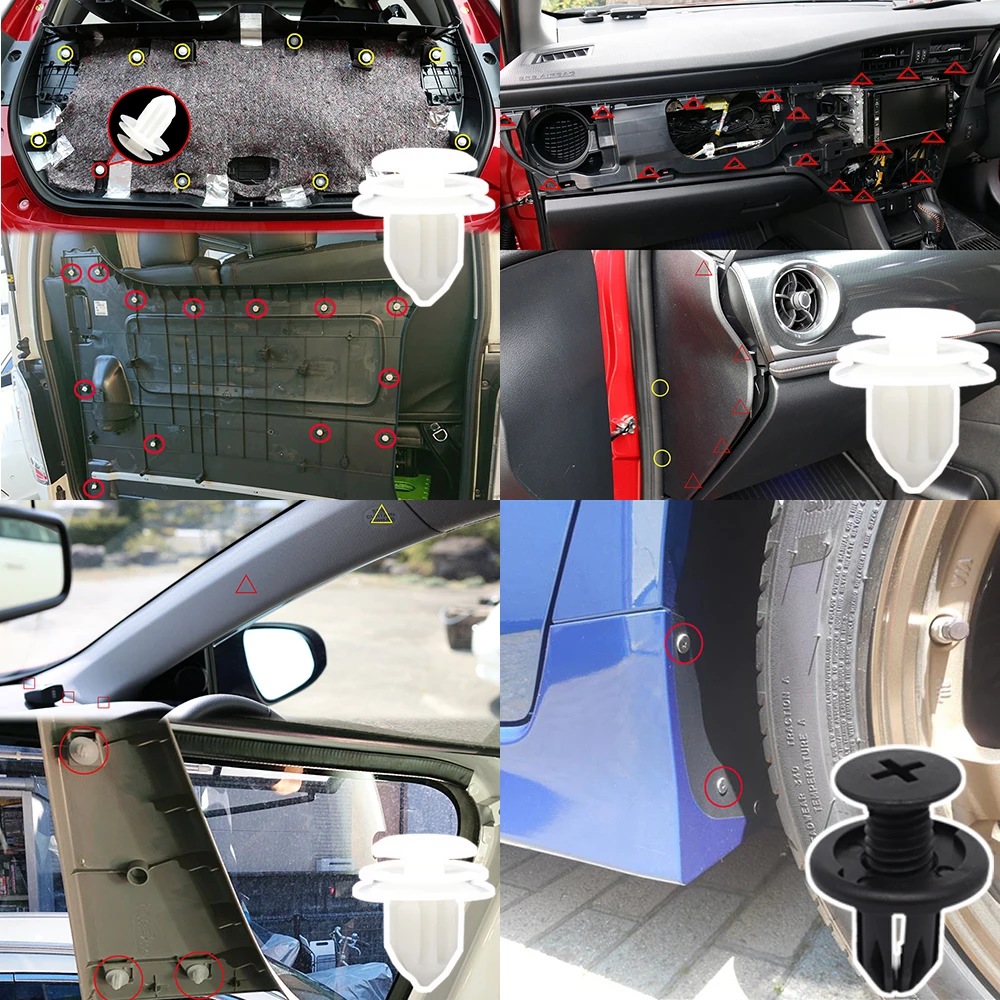 60Pcs For Honda Fit Jazz 2007 - 2013 2014 Legend 2000-2012 Car Boot Splashguard Pillar Trim Interior Exterior Body Lining Clips