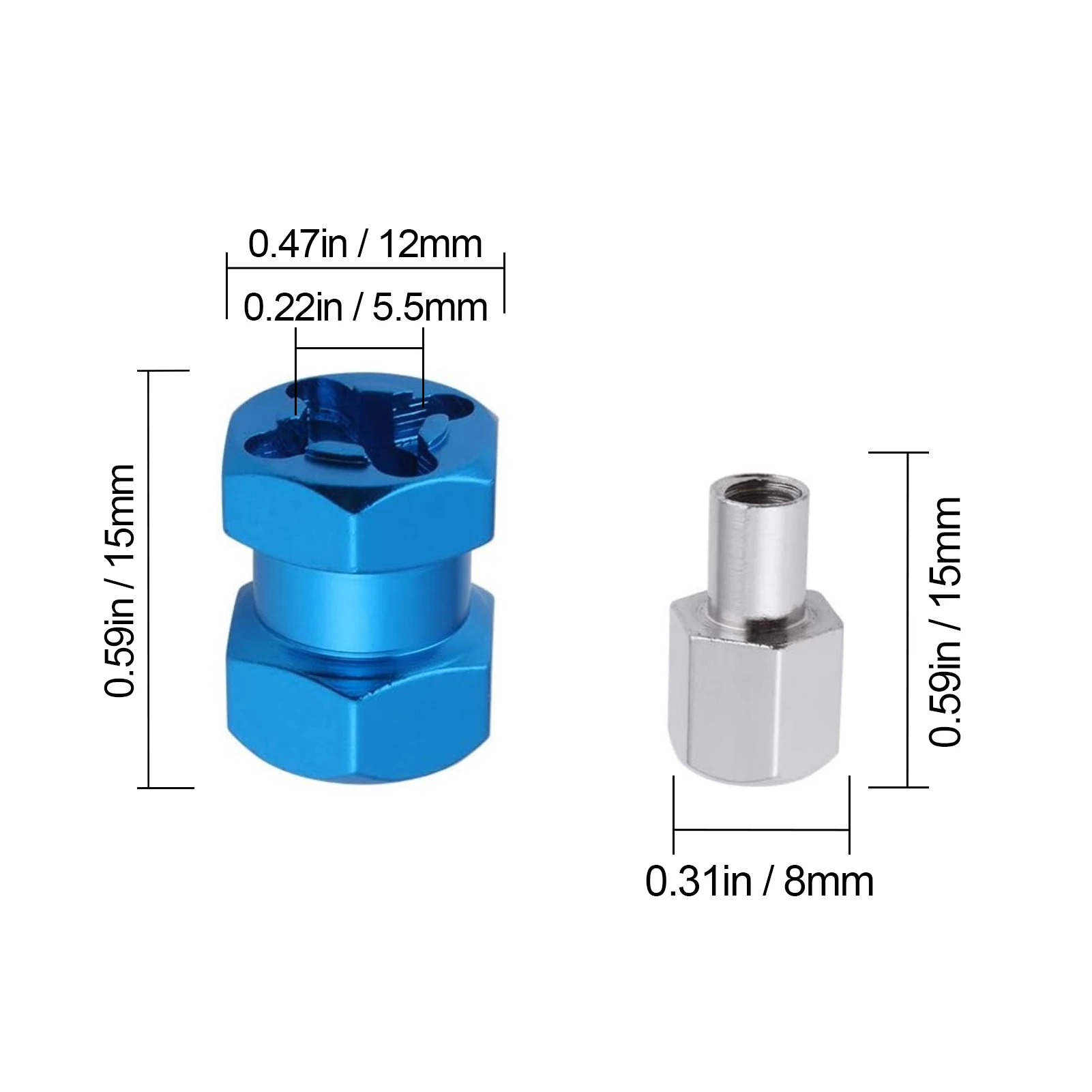 HobbyPark 12mm Wheel Hex Drive Hubs Combiner Coupler Aluminum 15mm Offset Extension for 1/10 RC Crawler Car Parts 4-Pack
