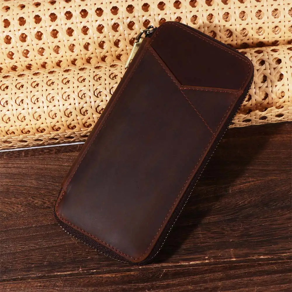

Handmade Leather Genuine Leather Pencil Case 4 Slots Design Vintage Style Fountain Pen Bag Crazy Horse Leather Pencil Bag