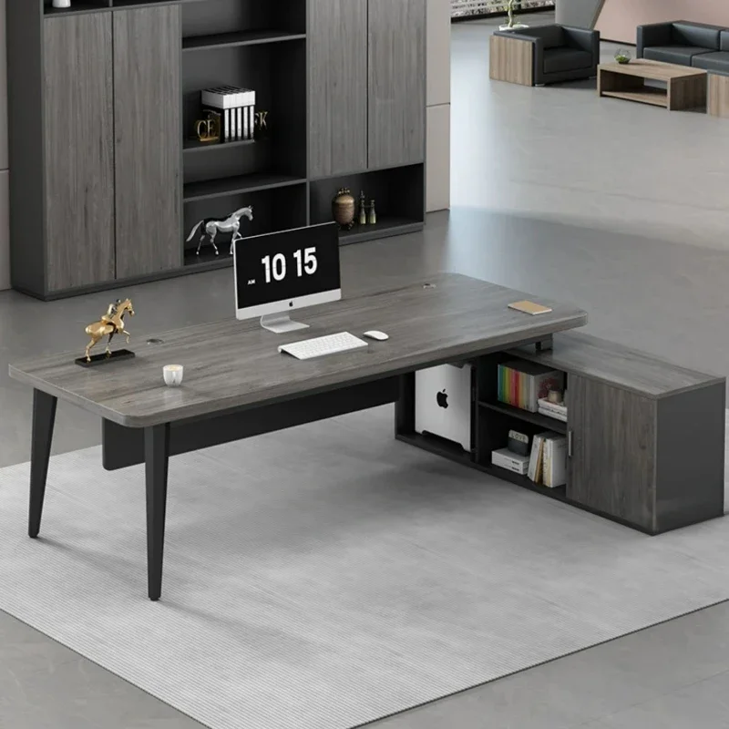 

Floor Drawers Storage Office Desk Luxury Work Bookshelf European Modern Office Desk Boss High Quality Bureau Meuble Furniture