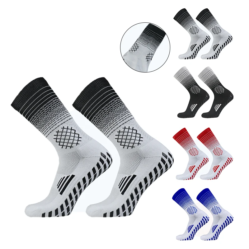 New grid pattern square silicone anti slip soccer socks, anti slip football bicycle sports socks, men's thermal socks EU38-44