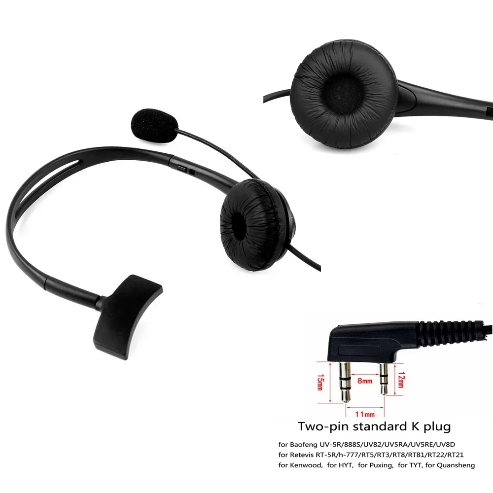 2 دبوس اسلكية تخاطب اكسسوارات سماعة سماعة مع MIC PTT ل BaoFeng UV-5R UV-82 HPGT-3TP BF-888S BF-F8 PX-888K TYT #6