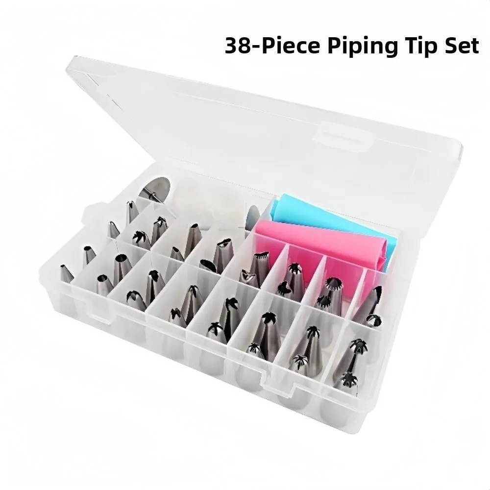 38Pcs/Set Stainless Steel Cake Decorating Nozzles Set DIY Multi Style Cream Piping Nozzles Kit Baking Tool Rust-proof