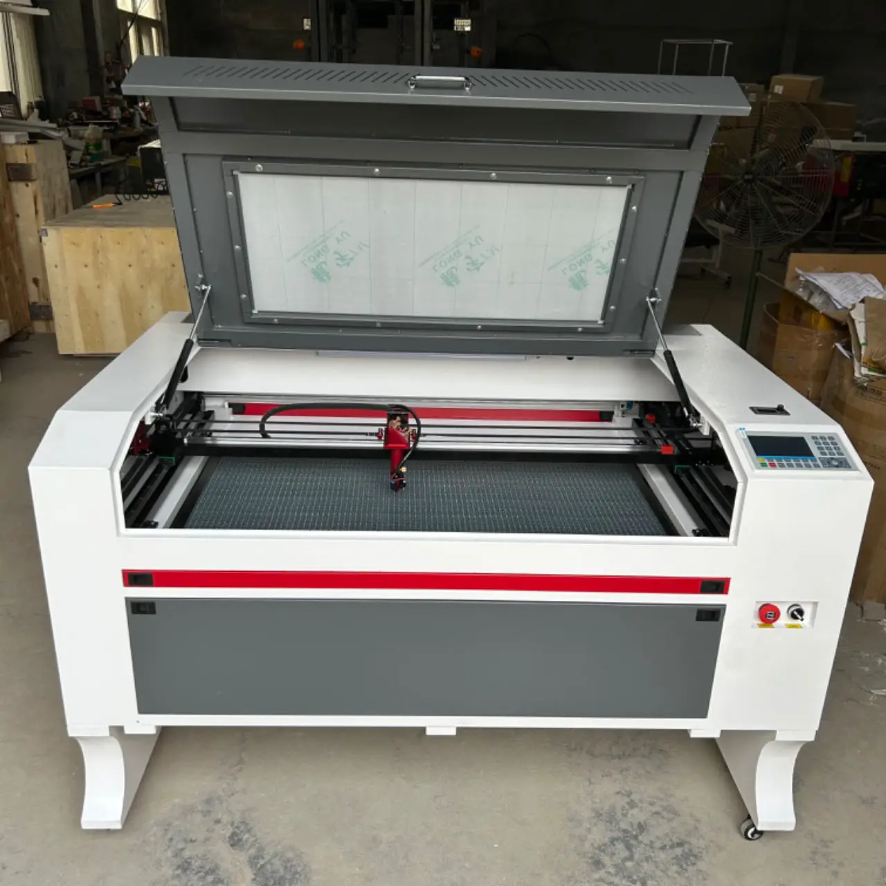 1060 Ruida6445 100*60mm co2 laser engraving and cutting machine with X Y all 15mm rail  and nema 23 motor 60W 80W 100W 150W