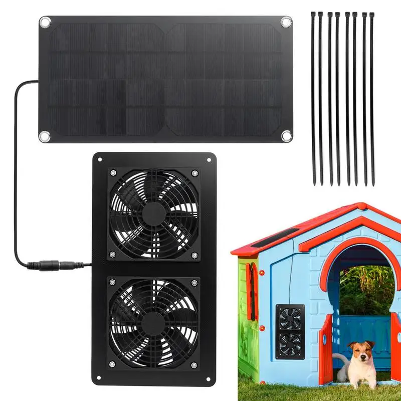 

Solar Chicken Coop Fan Portable Summer Solar Powered Fan Waterproof 12V Solar Powered Ventilator Fan For Pet House Green house