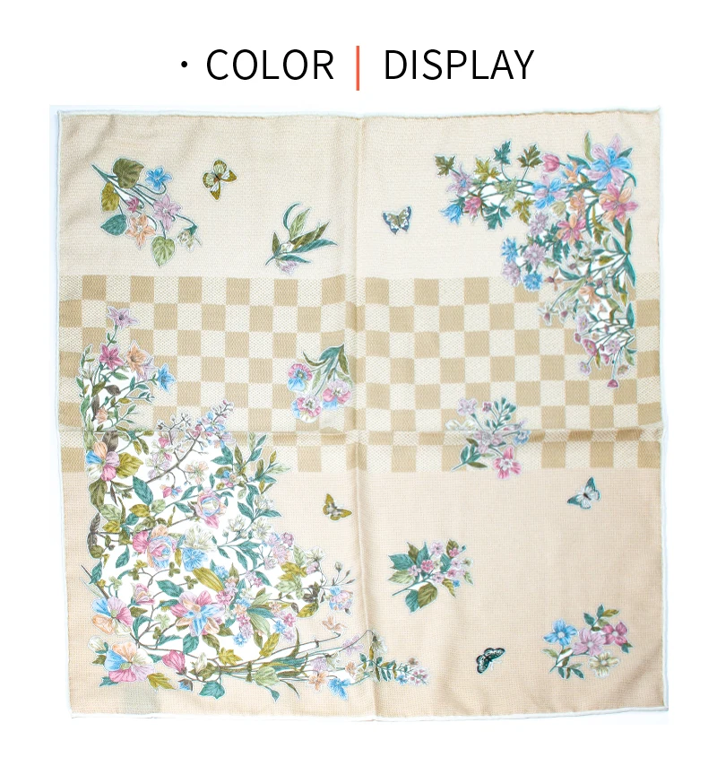 

Women's Vintage Floral Butterfly Print Scarf 30% Silk 70% Wool 65X65cm Square Soft Warm Fashion Accessory