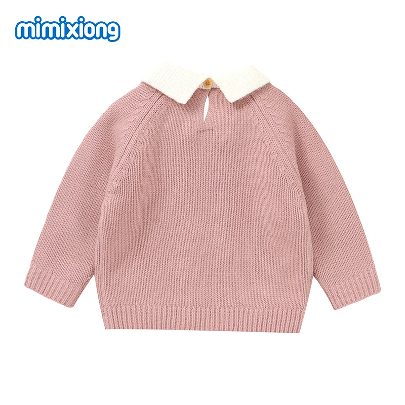 Fashion Floral Embroideried Baby Girls Sweaters Knitted Winter Turtle Neck Long Sleeve Newborn Infant Pullovers 1-3Y Toddler Top