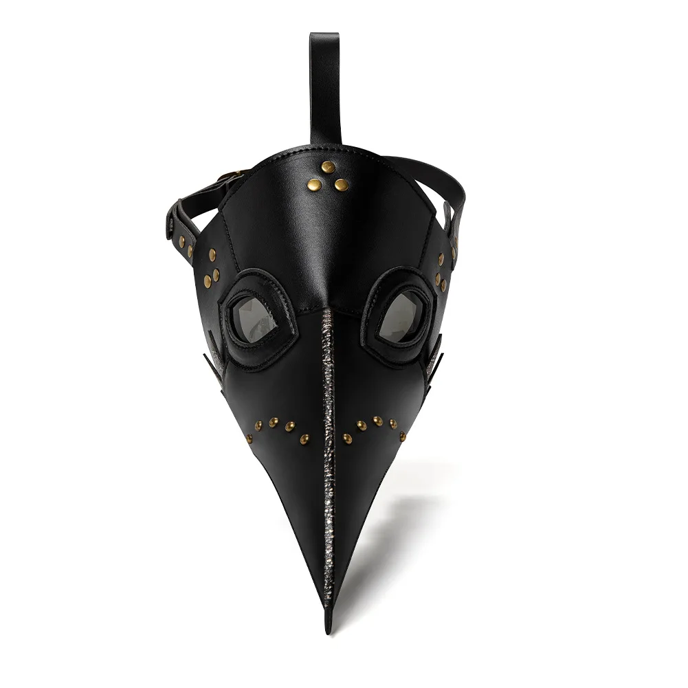Gear Duke Punk Bird Plague Doctor Cos PU lederen hoofddeksel Unisex Steampunk klinknagel Patchwork lange snavel vogel vol masker carnaval Cos