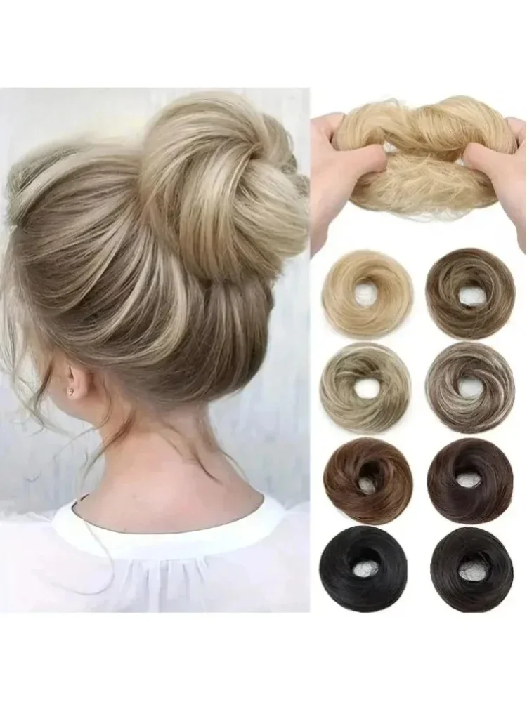 2026 Synthetischer Messy Donut Haarknoten Chignon mit elastischer Haarverlängerung für Damen – Tägliches, lässiges Haar-Accessoire