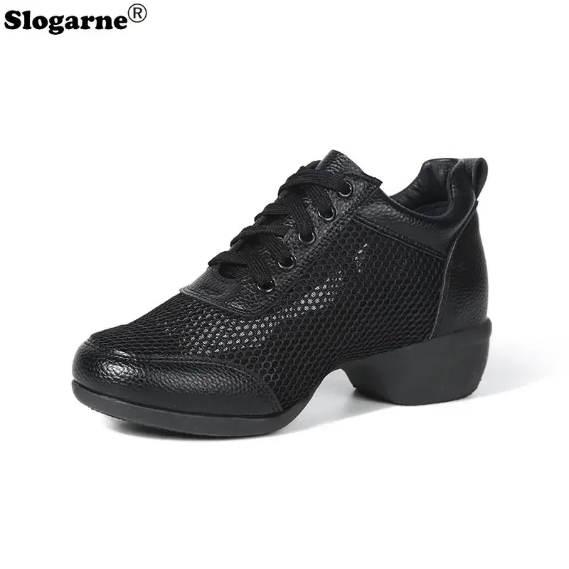 2024 New Summer Dance Sneakers Women Hollowed Latin Shoes Soft Modern Jazz Dance Shoes Girl Tango Ballroom Dancing Heels Sandals