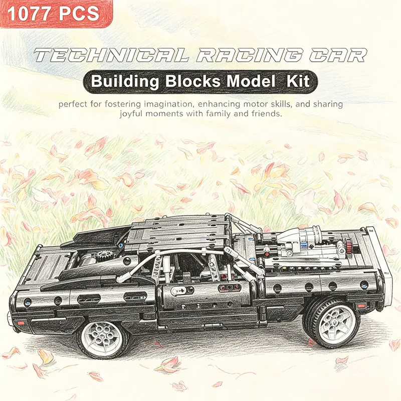Technology Racing Car 1077PCS Building Blocks Set DIY Assemble Bricks Model Toy for Kids Adults Creative Collectible Vehicle Kit