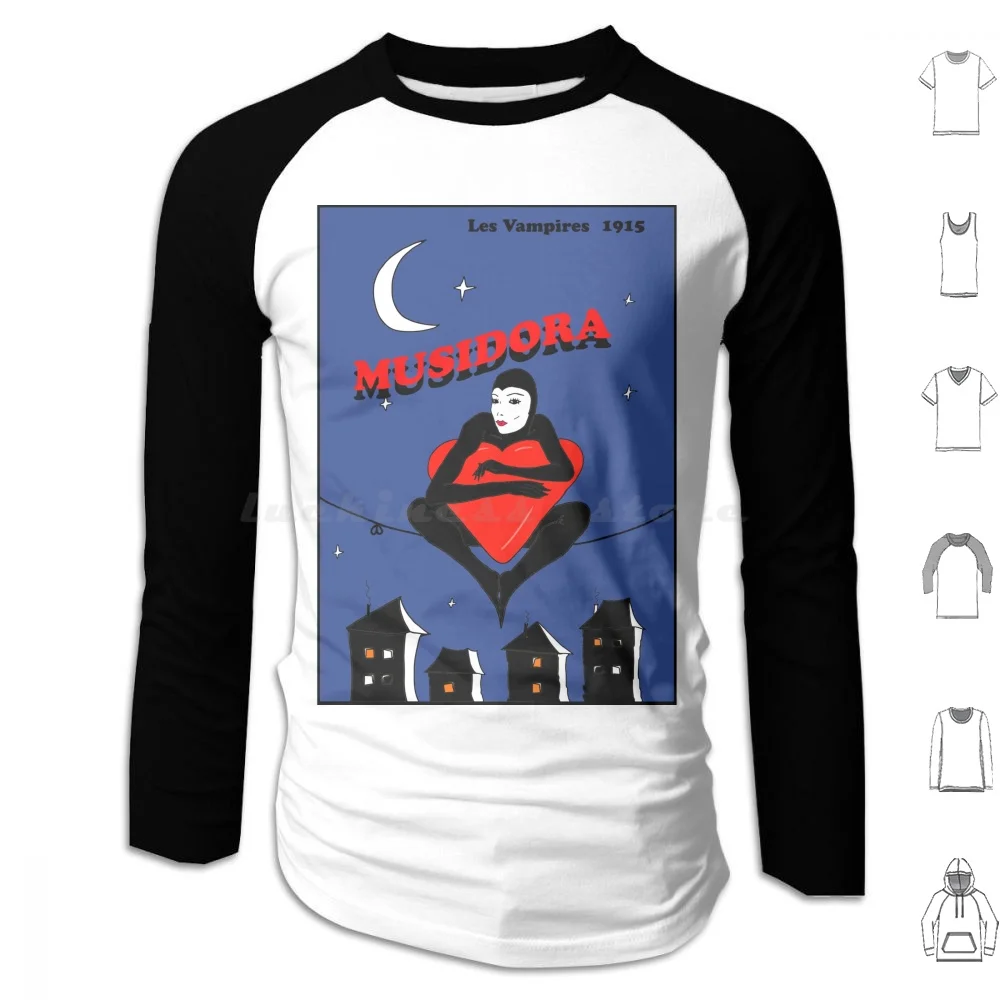 Musidora As Irma Vep Hoodie cotton Long Sleeve Musidora Classic Movies Woman Night Moon City Irma Vep Cat Woman