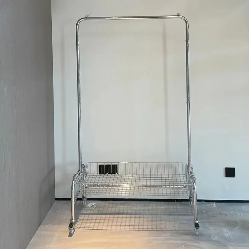 

Floor Coat Racks Movable Coat Rack with Large Storage Basket for Living room Bedroom Cloakroom Clothing Display Stand for Shop