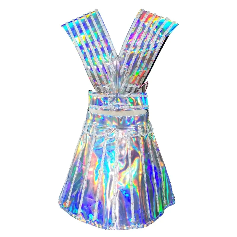 

Luminous Rainbow Dance Clothes LED Costumes Light Up Girl Dress Rave Outfits Party Nightclub Dancewear Cosplay Anime Tron