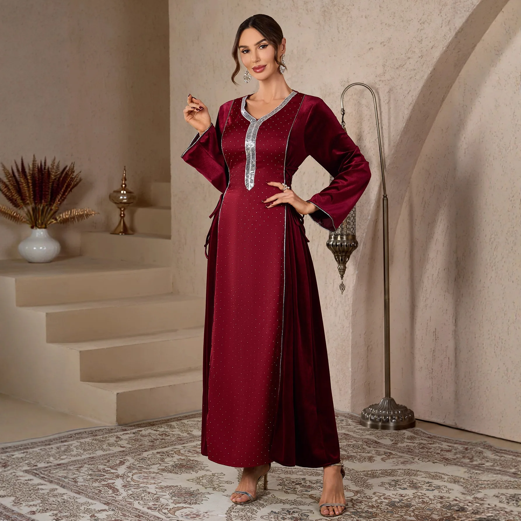 

Luxury Diamonds Abaya Dubai Kaftan Ramadan Muslim Dress Women Islam Clothing Turkey Caftan Femme Robe Jalabiya Vestidos Abbayas