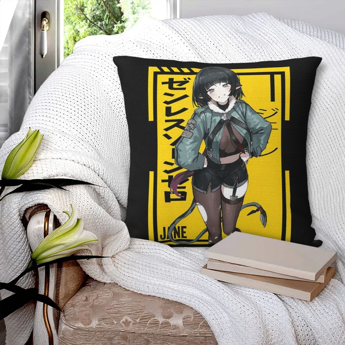 Jane Doe Zenless Zone Zero Game Square Pillowcase Cushion Cover Pillow Case Throw Pillow Cover for Home Sofa Living Room