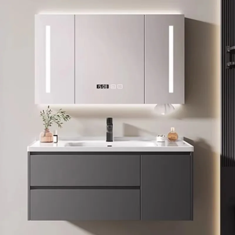 

Lighting Vanity Bathroom Cabinet Nordic Waterproof Luxury Shelf Bathroom Vanity Drawers White Armoir Salle De Bain Furniture