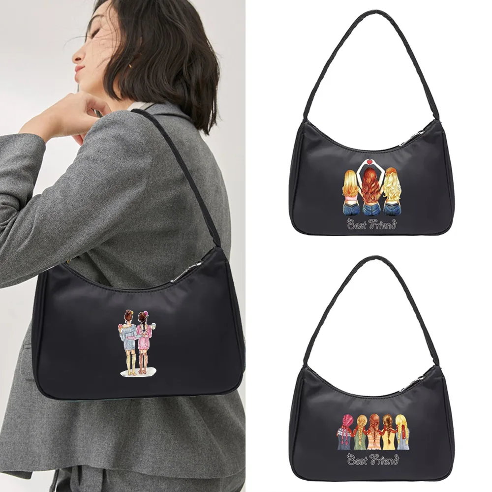 Women's Mini Underarm Bags Fashion Street Handbag Small Bag Friends Pattern Print Casual Underarm Bag Shopping Hobo Shoulder Bag