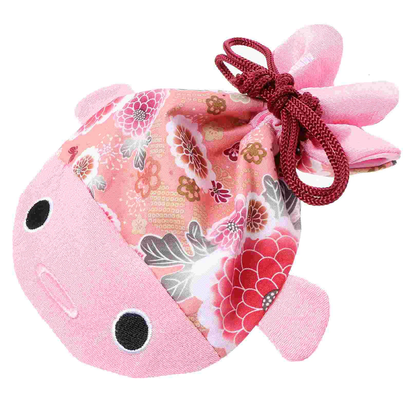 Goodie Bags Candy Box Brocade Pouch Japanese Drawstring Purse Gift Pink Goldfish Child