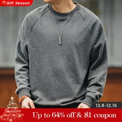 Maden Vintage Heavyweight Sweatshirts for Men O-Neck Basic Essentials Hoodies Cotton Minimalist Pullover Oversized Streetwear