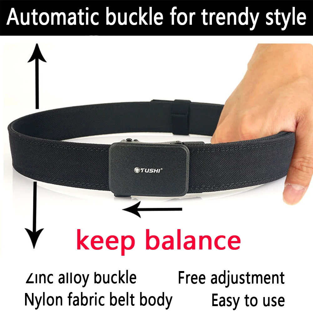 TUSHI New Hard Military Belt for Men Metal Automatic Buckle IPSC Gun Belt 1100D Nylon Tactical Belt Outdoor Sports Girdle Male